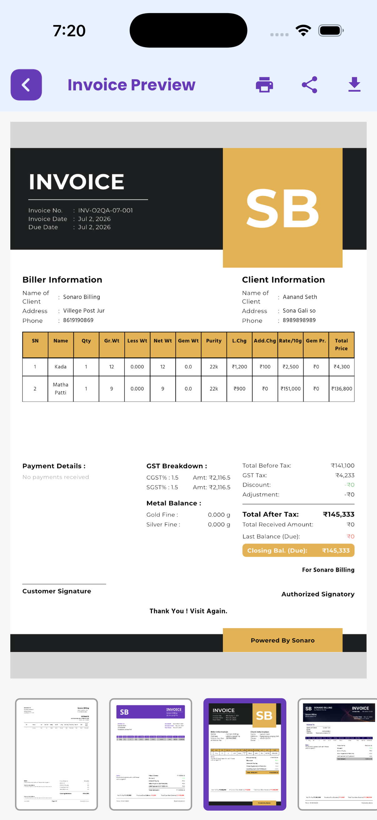 Invoice Preview